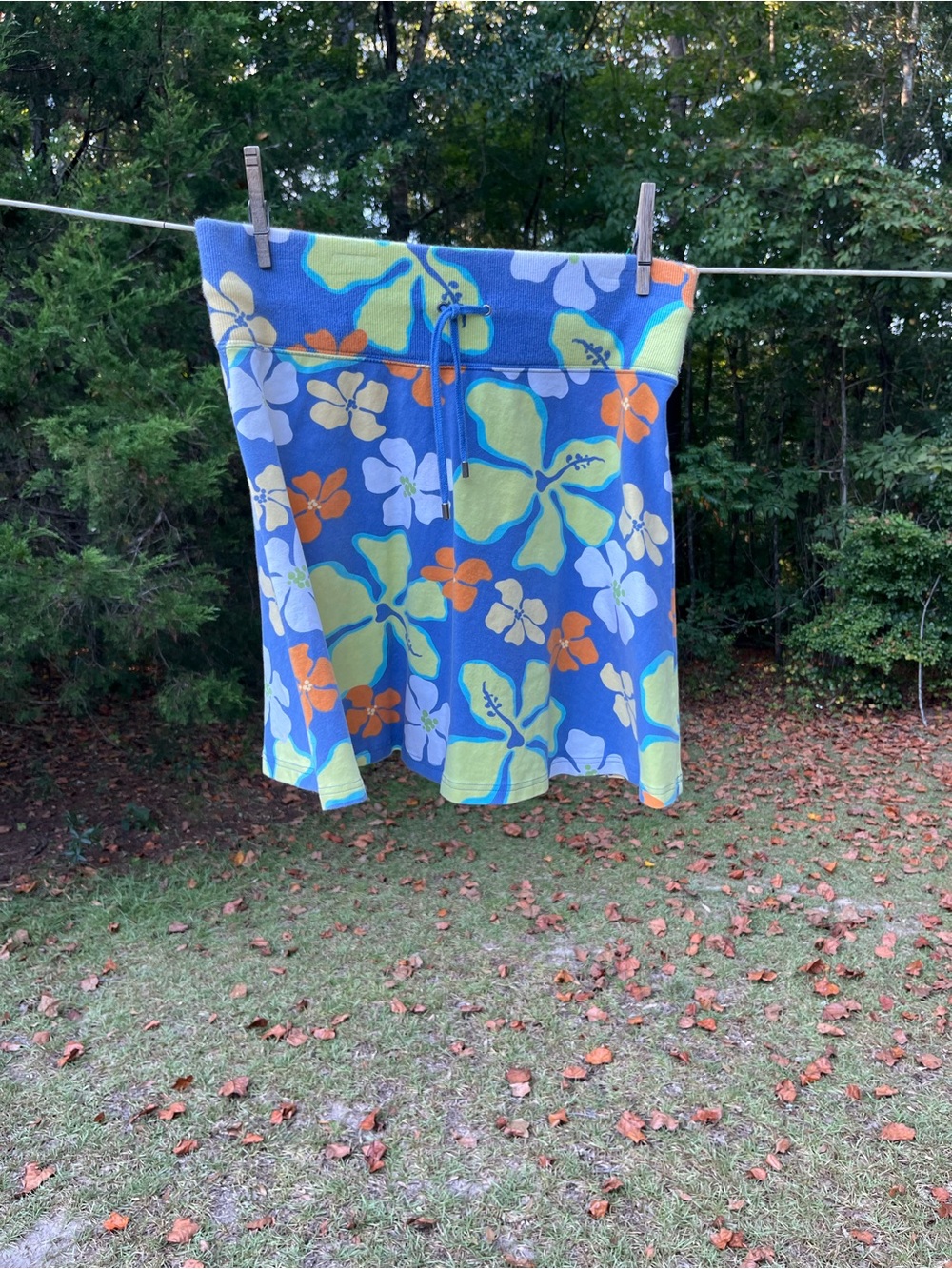 Liz Claiborne Blue Floral Skirt with Yellow & Orange Accents